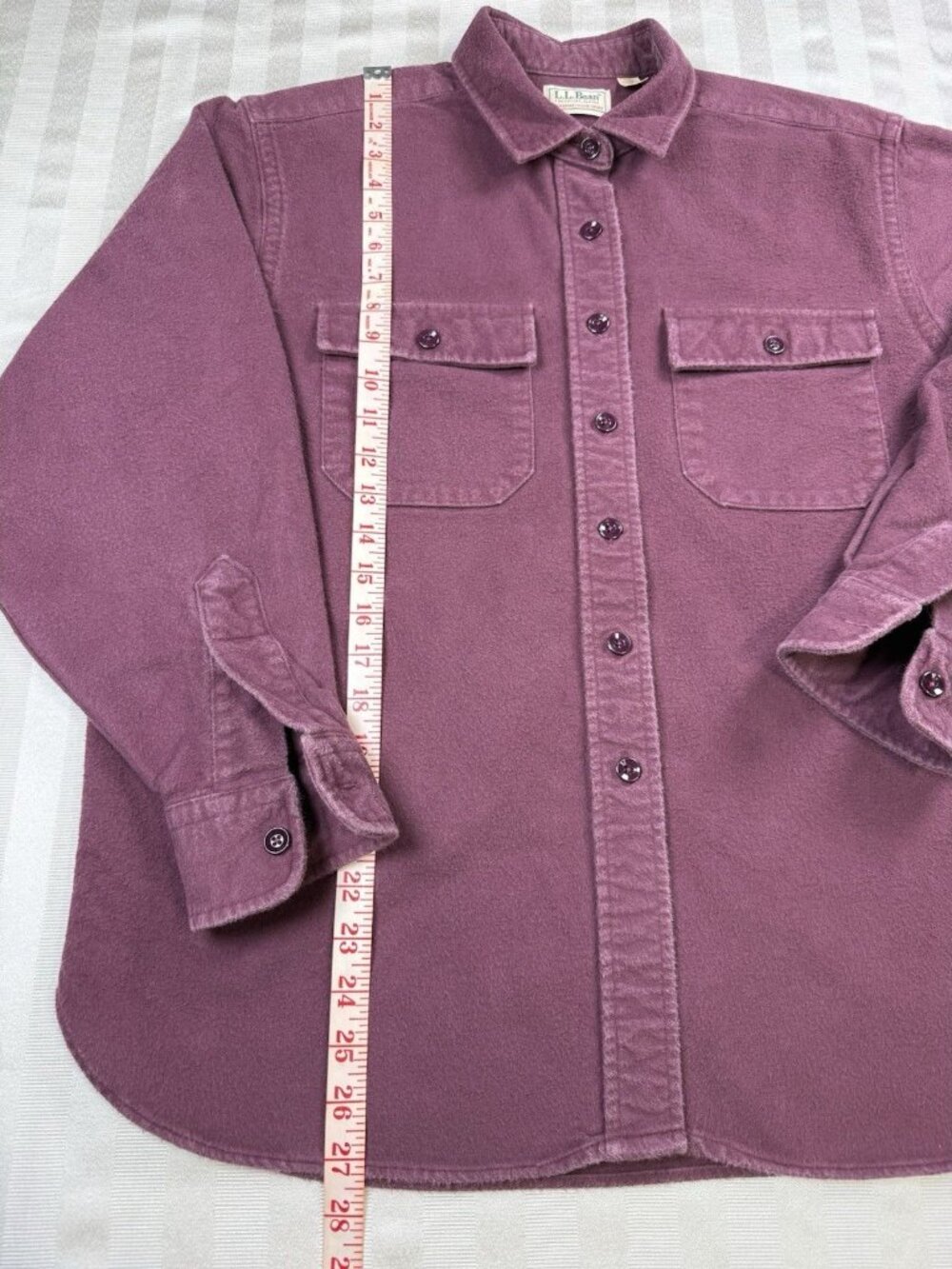 Vintage LL Bean Chamois Cloth Shirt Women’s 16 Burgundy Button Front USA 1993 - Picture 6 of 16